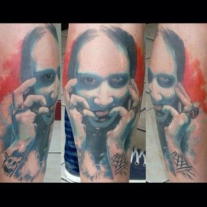 portrait tatouage Marilyn Manson couleur Linda Saul